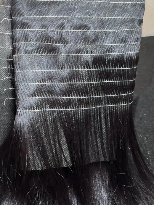 Dark raw hair weft before bleaching, single donor with the cuticle intact