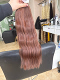 45 cm (18 inch) premium raw Slavic wavy hair extension, cold-bleached brown color, single donor