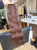 55 cm (22 inch) premium raw Slavic wavy hair extension, cold-bleached brown color, single donor