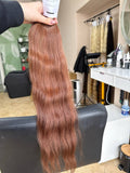 60 cm (24 inch) premium raw Slavic wavy hair extension, cold-bleached brown color, single donor