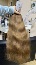 50 cm (20 inch) premium raw Slavic wavy hair extension, cold-bleached Honey Blonde color, single donor